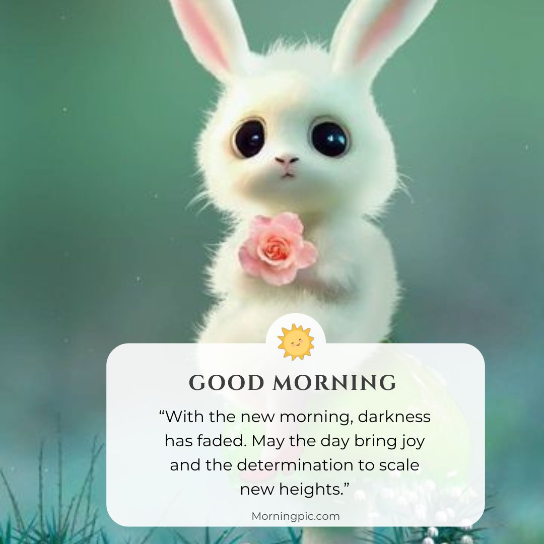 cute rabbit good morning images with positive words for friends