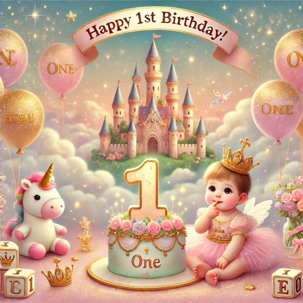 Happy 1st Birthday Image with baby girl